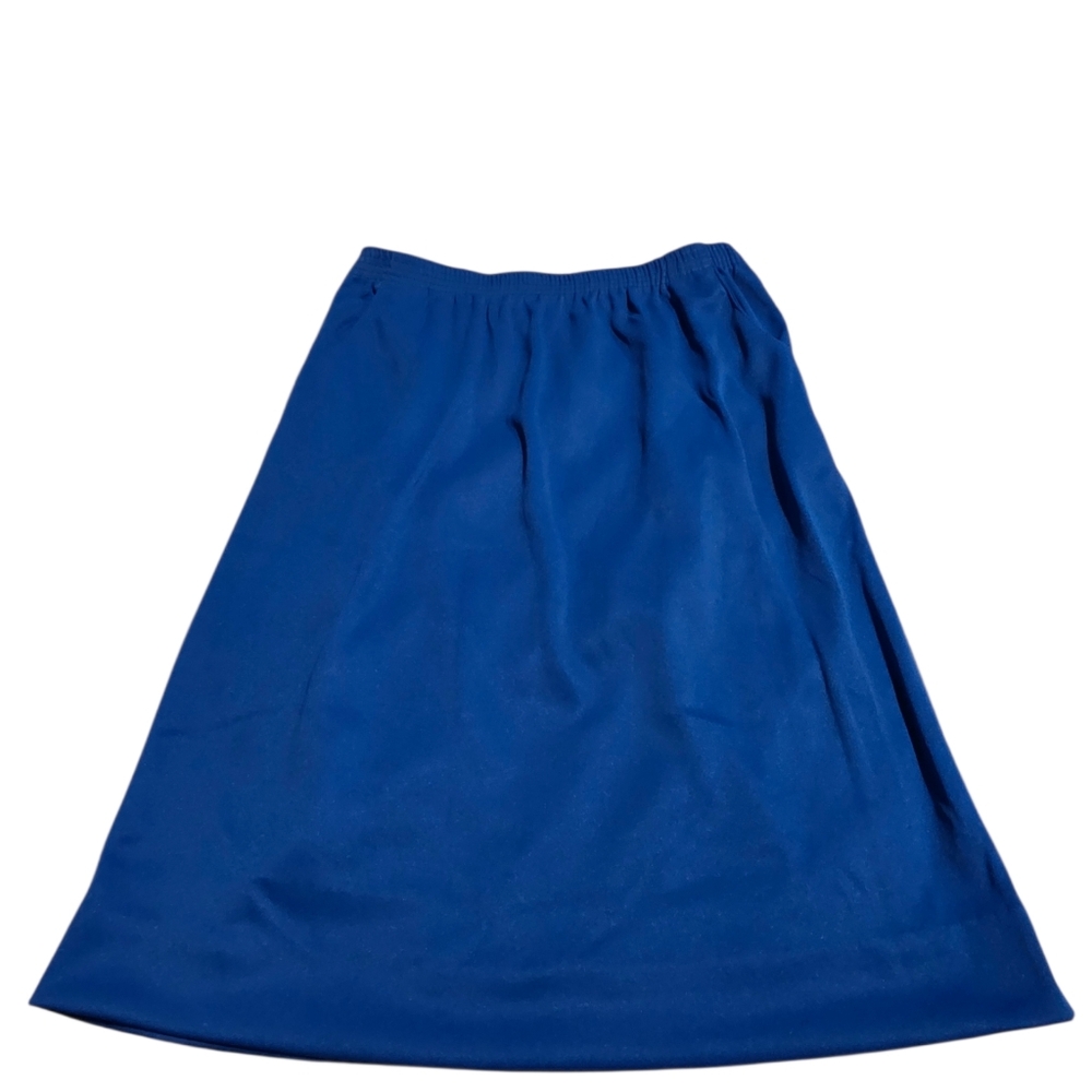 Blair Vintage Elastic Waist Pull On A-Line Skirt With Pockets Royal Blue Size L